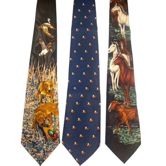 Steven Harris Other - Hunting Dogs Horses Duck Animal Tie #58C - Lot of 3 Novelty Neckties NWT Ties
